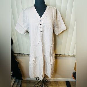 Made With Love Grey Button-Down Drop Waist Dress Size XL